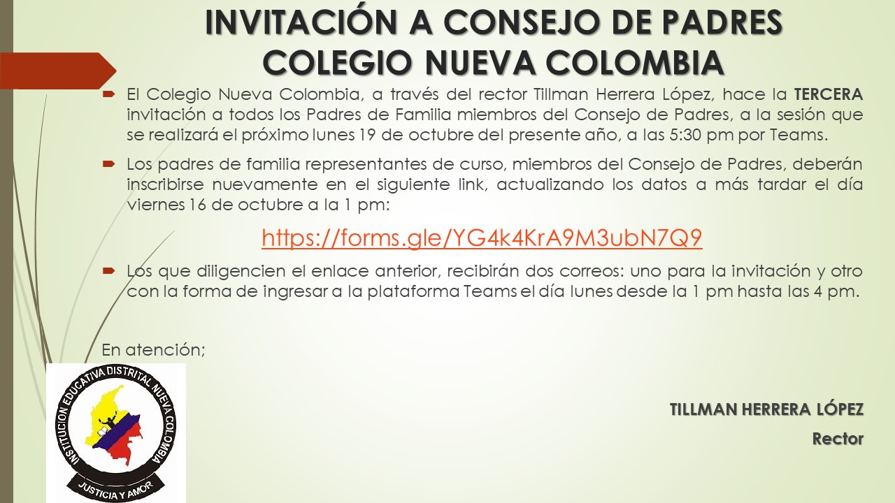 INVITACION AL CONSEJO DE PADRES 19102020